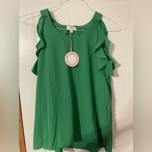 Umgee Sleeveless Green Blouse